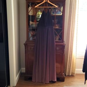 Tobi halter maxi dress black to dusty purple ombre XS NWT